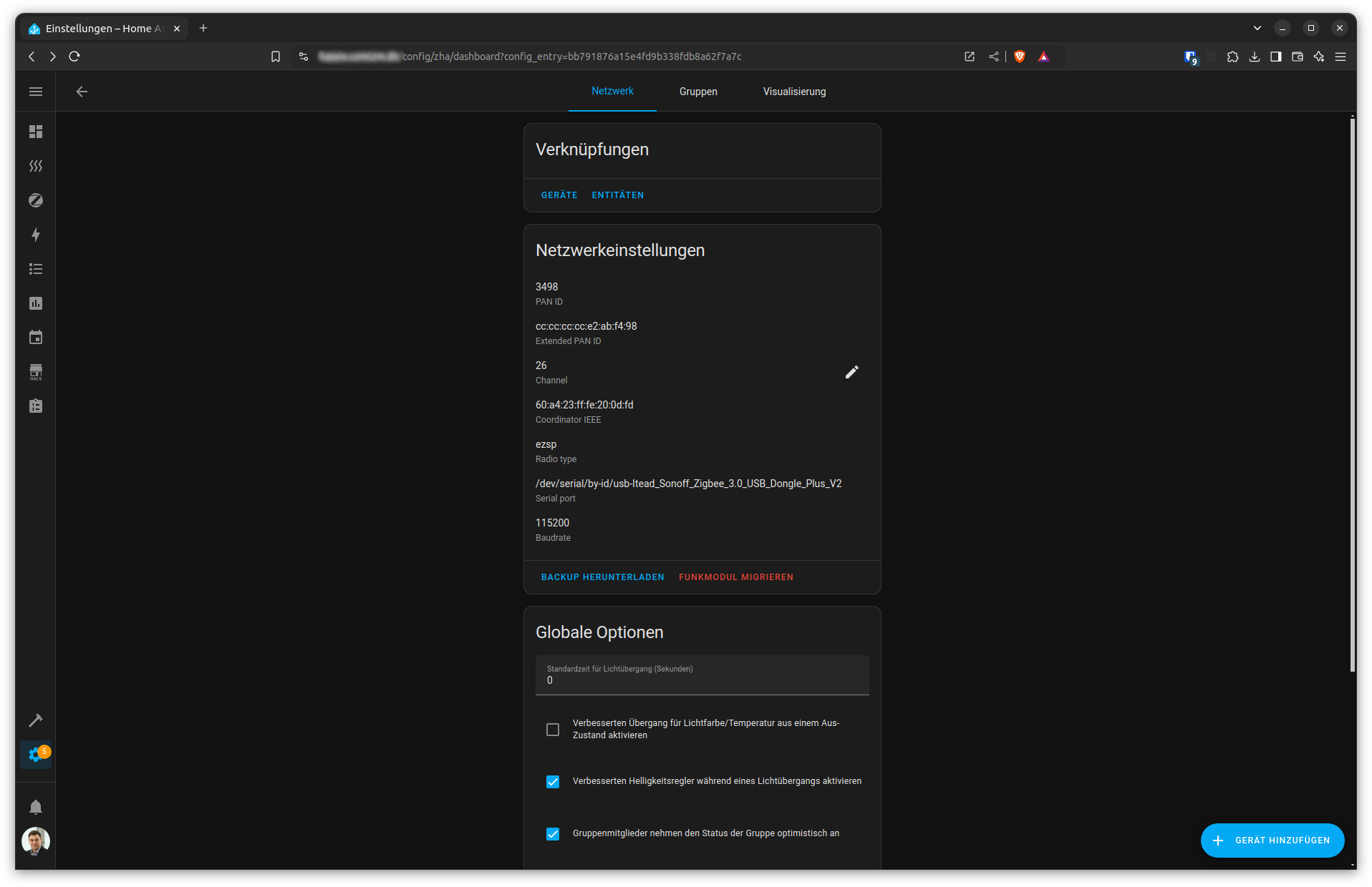 ZHA Integration Channels